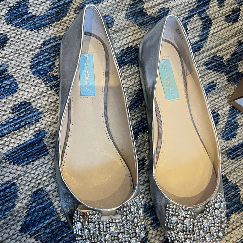 Betsey Johnson Silver Sparkly Flats